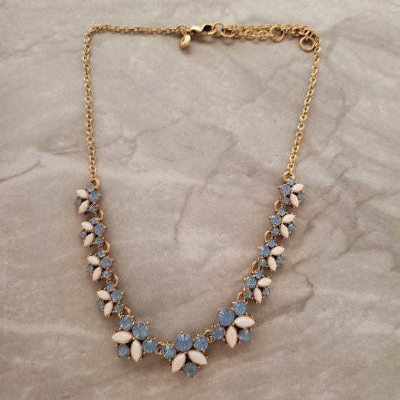 J. Crew Jewelry - 💙 J.Crew Ice Blue Iridescent Rhinestone Crystal Cluster Mini Statement Necklace